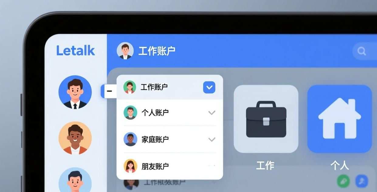 通过 Letstalk 的多账号配置功能，实现工作与日常生活的轻松切换。